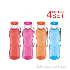 Sports Water Bottle - Milton Kids Reusable Leakproof 25 Oz 4-pack Tritan Plastic Wide Mouth Large Big Drink Bottle BPA & Leak Free With Handle Strap Carrier For Cycling Camping Hiking Gym Yoga Fitness